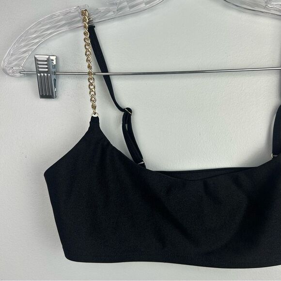 WEWOREWHAT Black Gold Chain Strap Top Bra Cami Scoopneck Adjustable Sz S or 4 - Picture 3 of 14